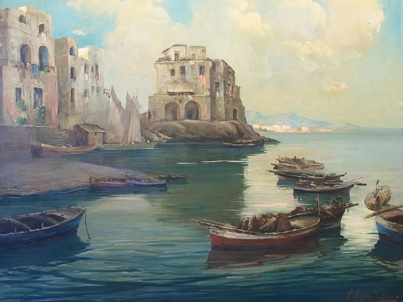1875-Ezechiele Guardascione - Vista del Golfo di Napoli